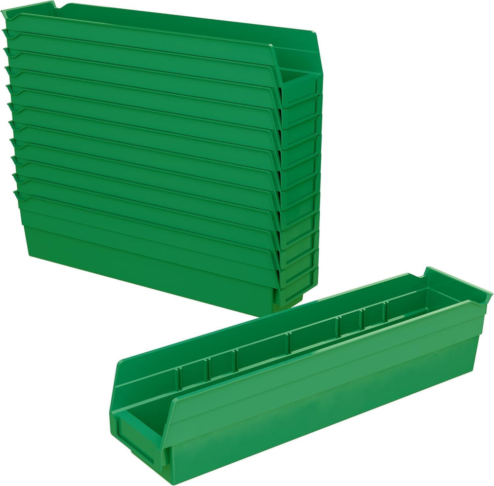 Akro-Mils 30128 Plastic Nesting Shelf Bin Box, (18-Inch x 4-Inch x 4-Inch), G...