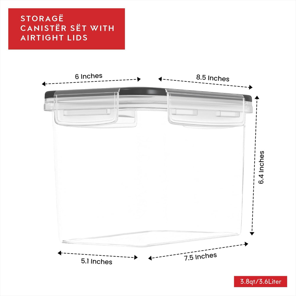 DWËLLZA KITCHEN Flour Sugar Storage Containers Set of 4; 3.6L Plastic Airtigh...