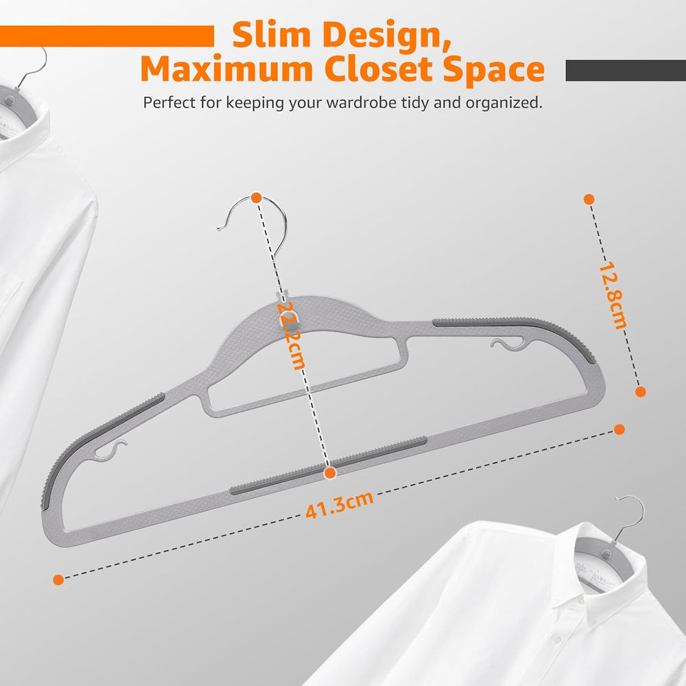 Plastic Hangers 100 Pack, Cascading Slim Space Saving Clothing Hangers with 3...