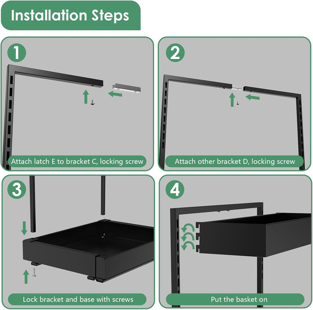 REALINN Under Sink Organizer, L-Shaped Pull Out Cabinet Rack for Kitchen