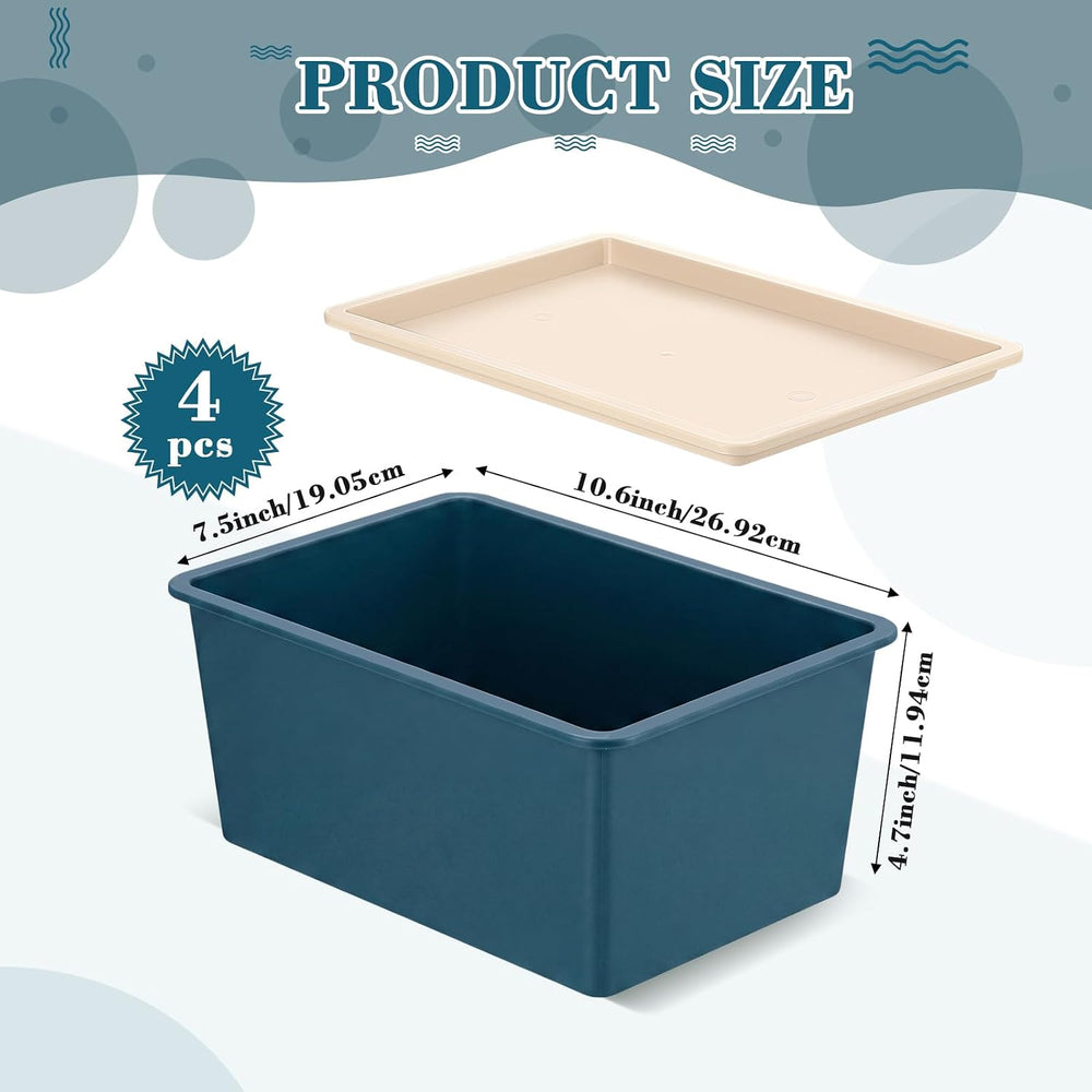 Menkxi 4 Pcs Storage Bins with Lids, Blue, Small