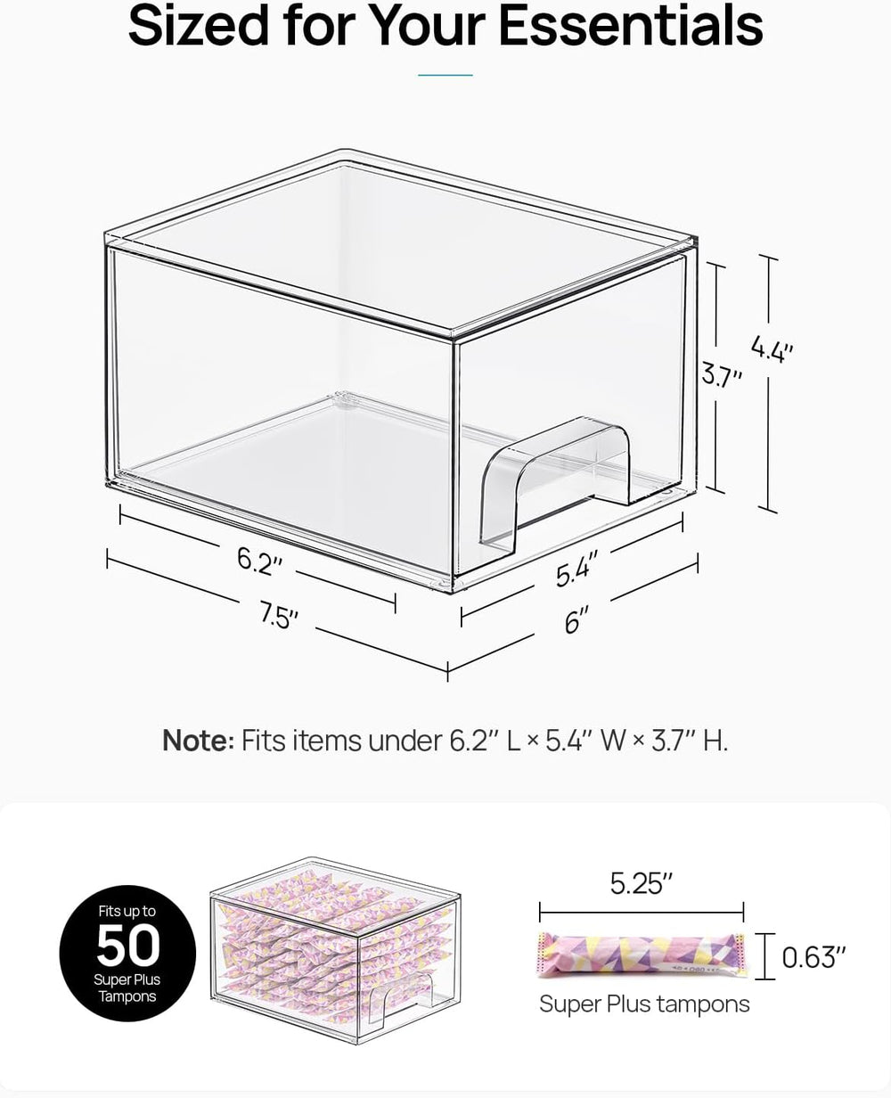 Vtopmart Clear Under Sink Organizer, 8 Pack Stackable Storage Drawers Set Des...