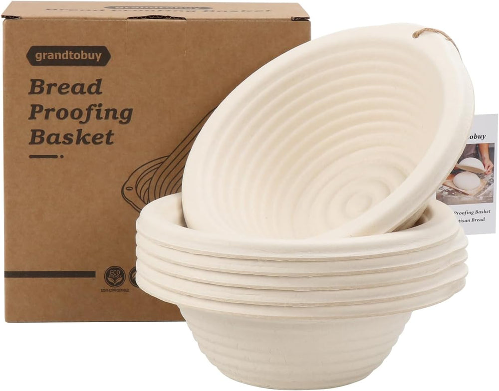 6-Pack 7.5" Round Banneton Bread Proofing Basket with Liners