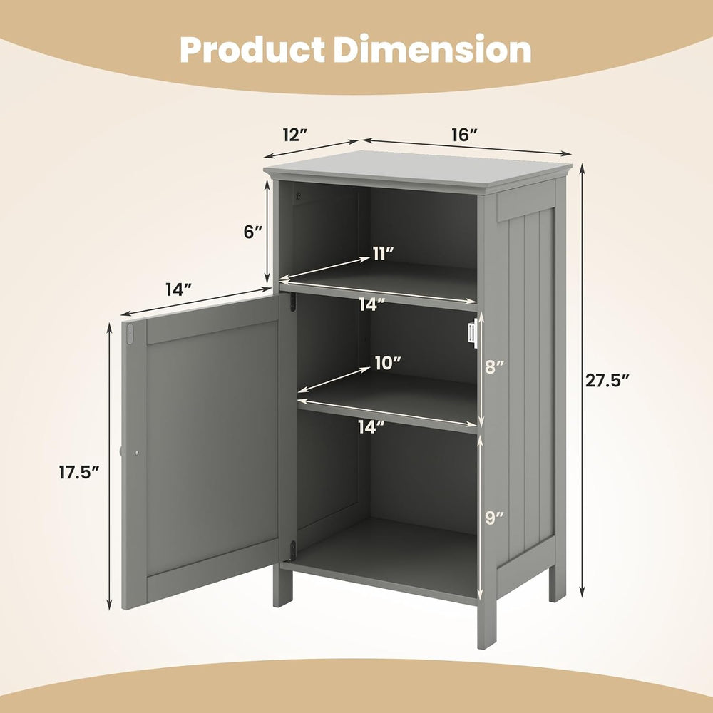 Tangkula Bathroom Storage Cabinet, Freestanding Wooden Single Door Side Floor...