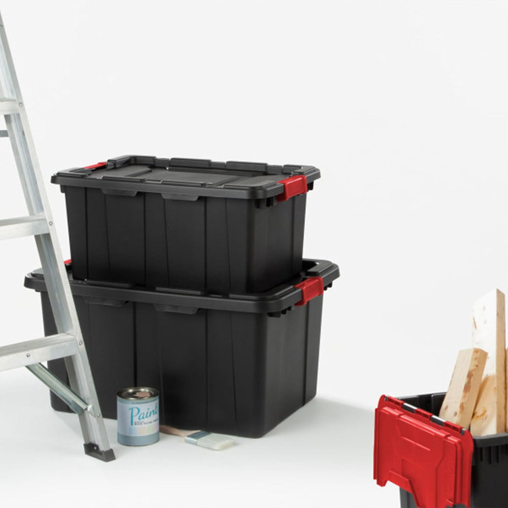 Sterilite Industrial Storage Tote with Lids for Garage, 15 Gallon, 18-Pack