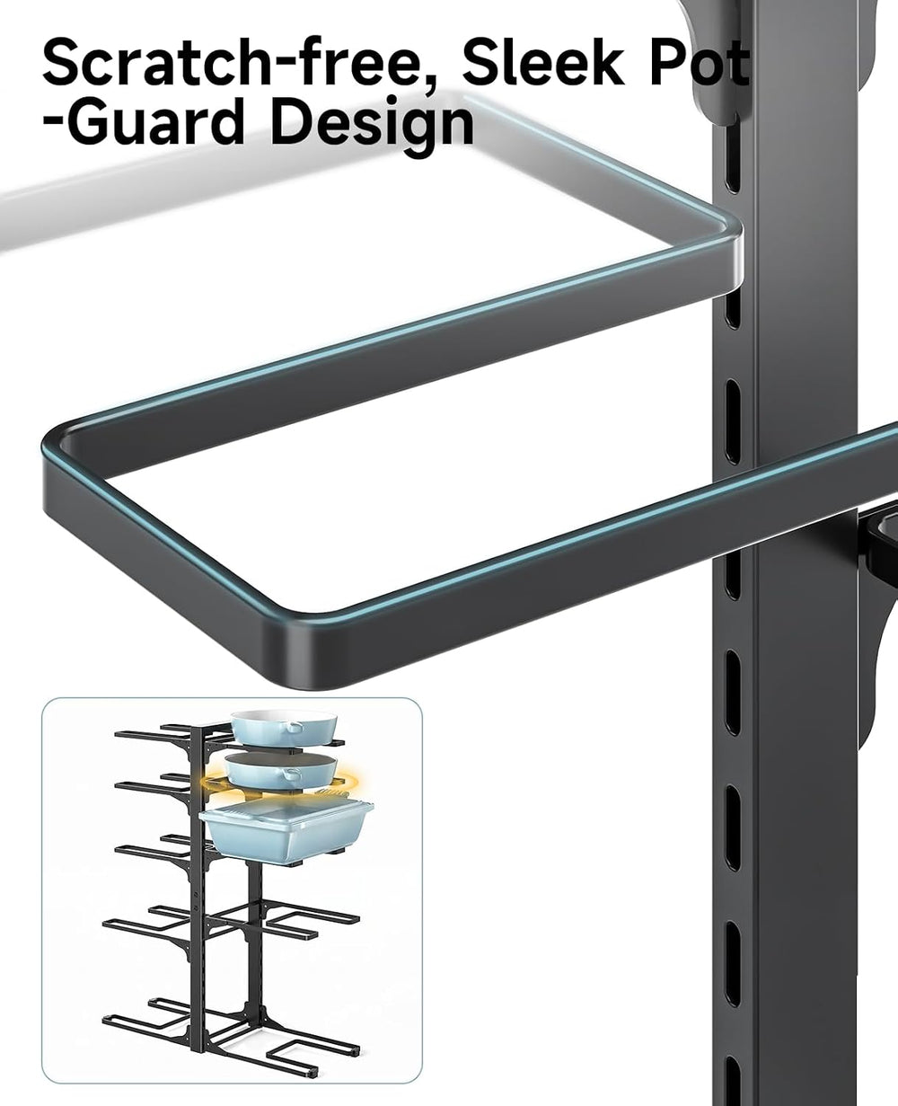 MUDEELA 10-Tier Pots and Pans Organizer Rack, 23.62" H for Cast-iron Pans