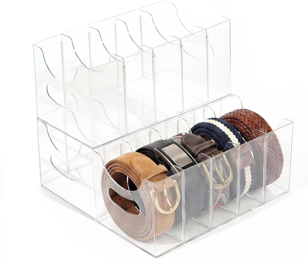 Belt storage Organizer for Closet with Removable Dividers - 5 Compartments &a...