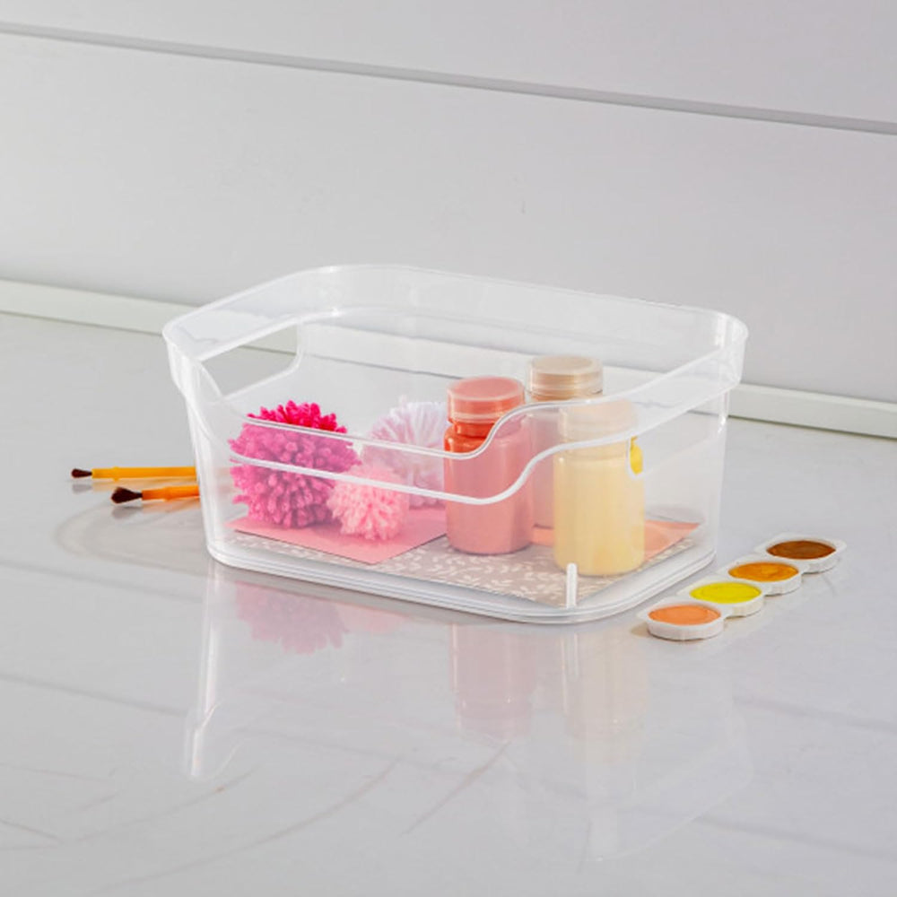 Sterilite 9.5 x 6.5 x 4 Inch Small Open Scoop Front Clear Storage Bin with Co...