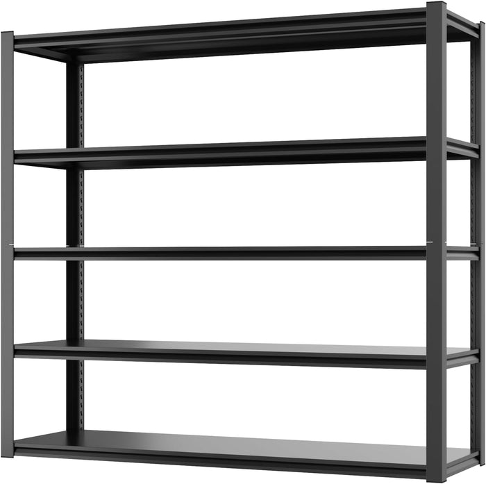Homdox 48”W Garage Shelving, 3000LBS Heavy Duty Storage Shelves, 5 Tier Adjustable Metal Shelves for Storage, Industrial Shelving Commercial Utility Shelf, 48" W x 24" D x 72" H, Black