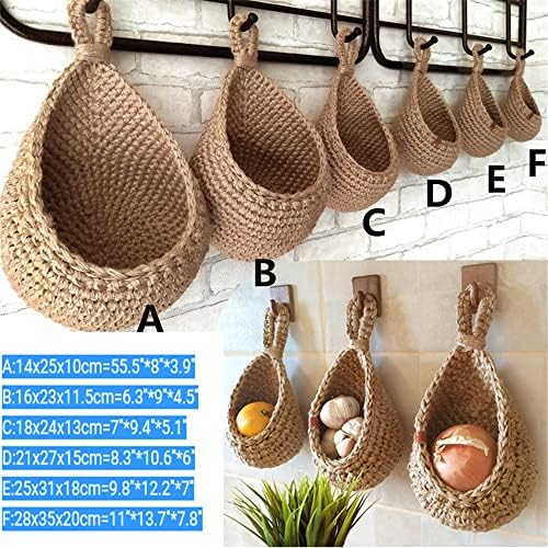 3pack Wall Hanging Vegetable and Fruit Basket Woven Fruit Basket For Kitchen ...
