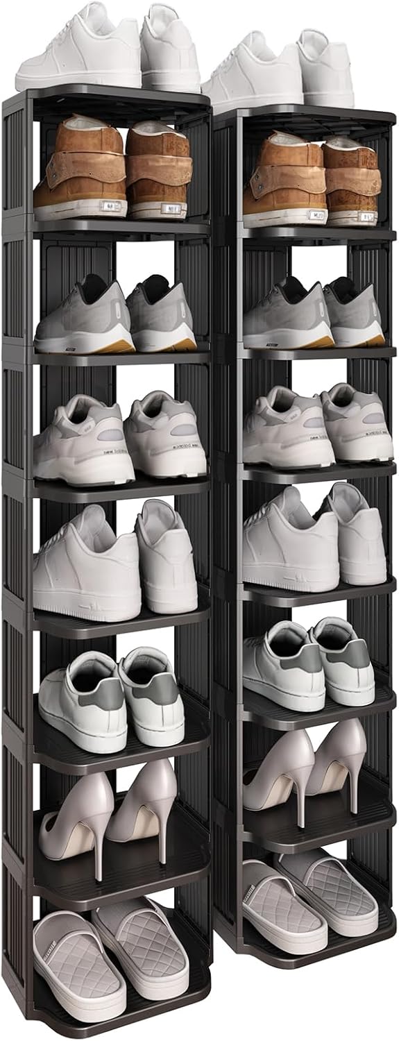 Kitstorack Stackable 16-Tier Shoe Rack for Closet & Entrance - Tall, Narr...