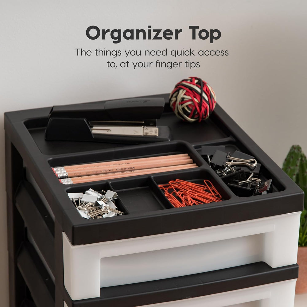 IRIS USA 10-Drawer Rolling Storage Cart, Black/Pearl