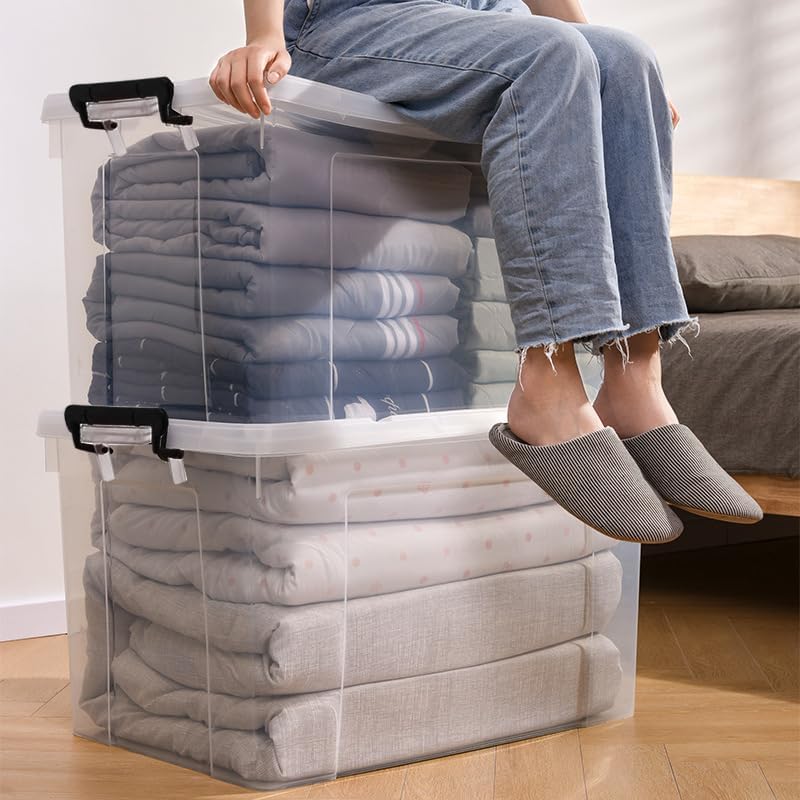 4 Pack 90 QT Plastic Storage Bins with Lids