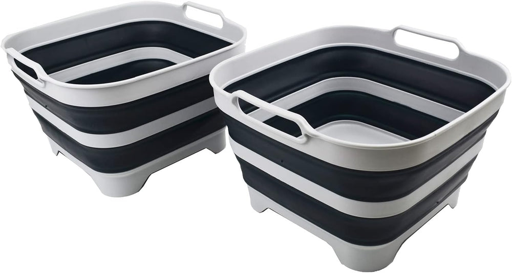 SAMMART 10L (2.6 gallons) Collapsible Plastic Dishpan with Draining Plug - Fo...