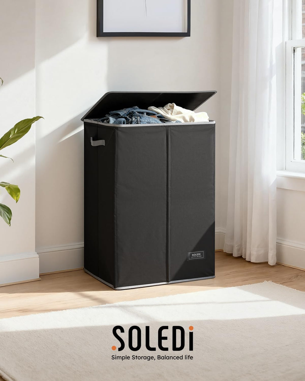 SOLEDI 130L Laundry Hamper with Lid, Large Collapsible Laundry Basket