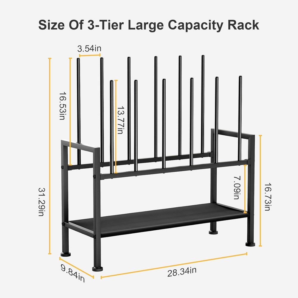 DIMJ Free Standing Shoe Racks - 3-Tier Boot Rack, Black Metal Storage Organiz...