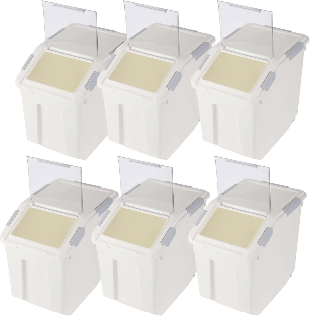 EonTone Flour Storage Container 25 Liters (30 Lb) Pack-6 with Lockable Lid W...
