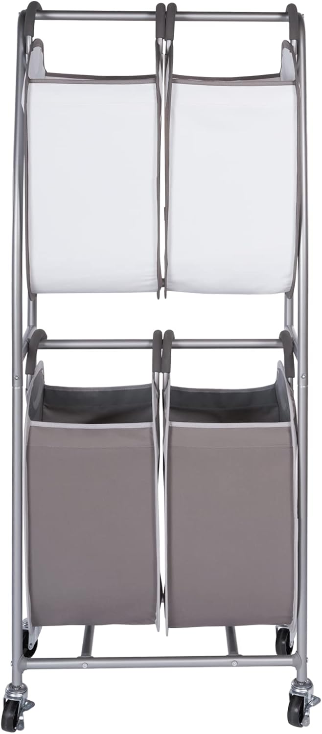 Neatfreak - 2 Tier Vertical Rolling Laundry Cart - Rolling Storage Cart On Wh...