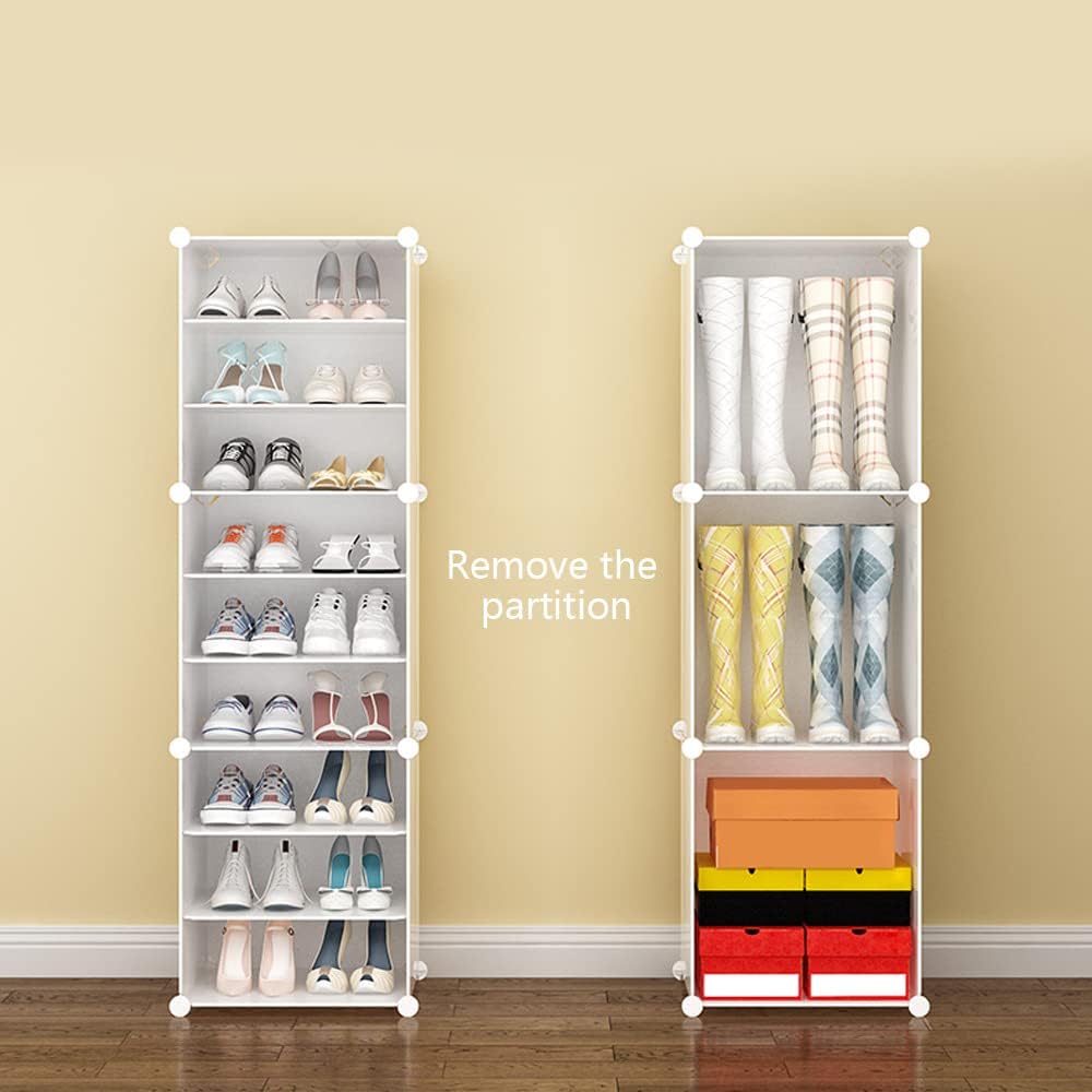 Portable Shoe Rack Organizer 12 Tier DIY Shoe Cabinet, 96 Pairs White Plastic...