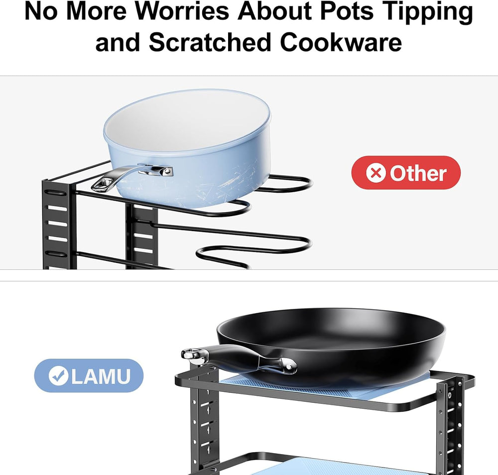 LAMU Pots and Pans Organizer for under Cabinet, 6-Tier Heavy Duty Pan Pot Org...