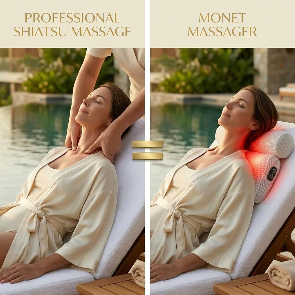 MONET Massaging Bath Pillow — Shiatsu Neck and Back Massager for Tub with 2 S...