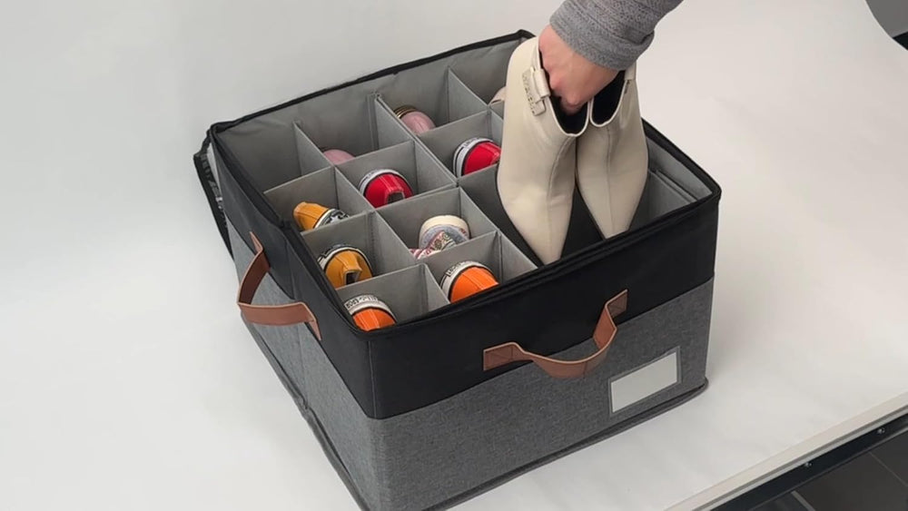 Shoe Organizer for Closet, Adjustable Shoe Box Storage Containers, Large Fold...