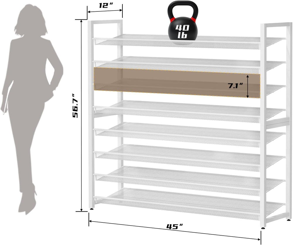 Metal Shoe Rack,Large 8 Tier Shoe Organizer, Heavy Duty Metal 8-Tier Stackabl...