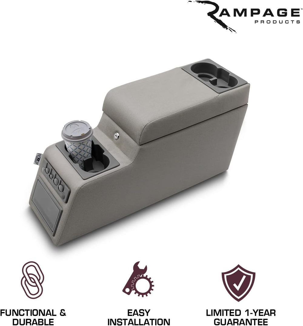 RAMPAGE PRODUCTS Locking Center Console for Jeep CJ/Wrangler YJ | Grey Denim ...