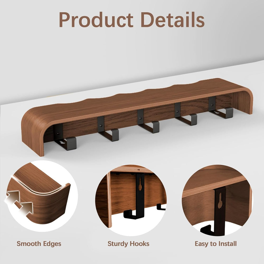 Coat Rack Wall Mount with Hidden Hooks, Wall Hooks with Shelf, Wall Key Holde...