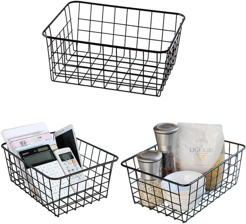 LUANT Metal Wire Food Storage Organizer Bin Basket with Handles for Kitchen C...