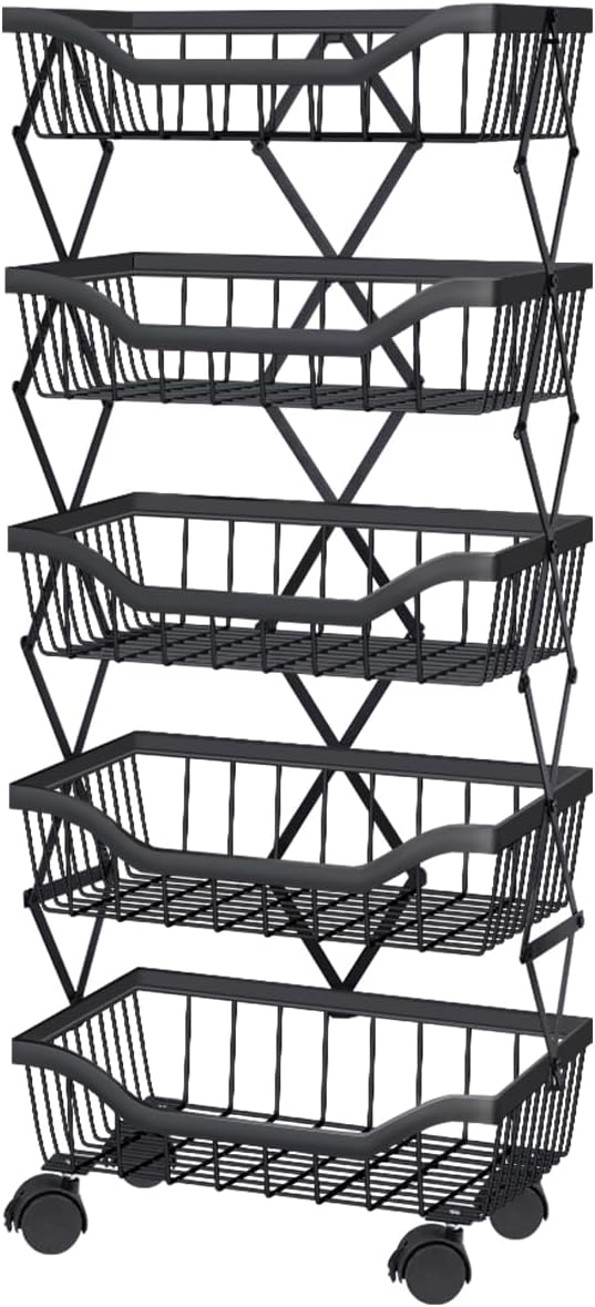 Fruit Vegetable Storage Basket 5 Tiers Stackable Metal Wire Fruit Basket Kitc...