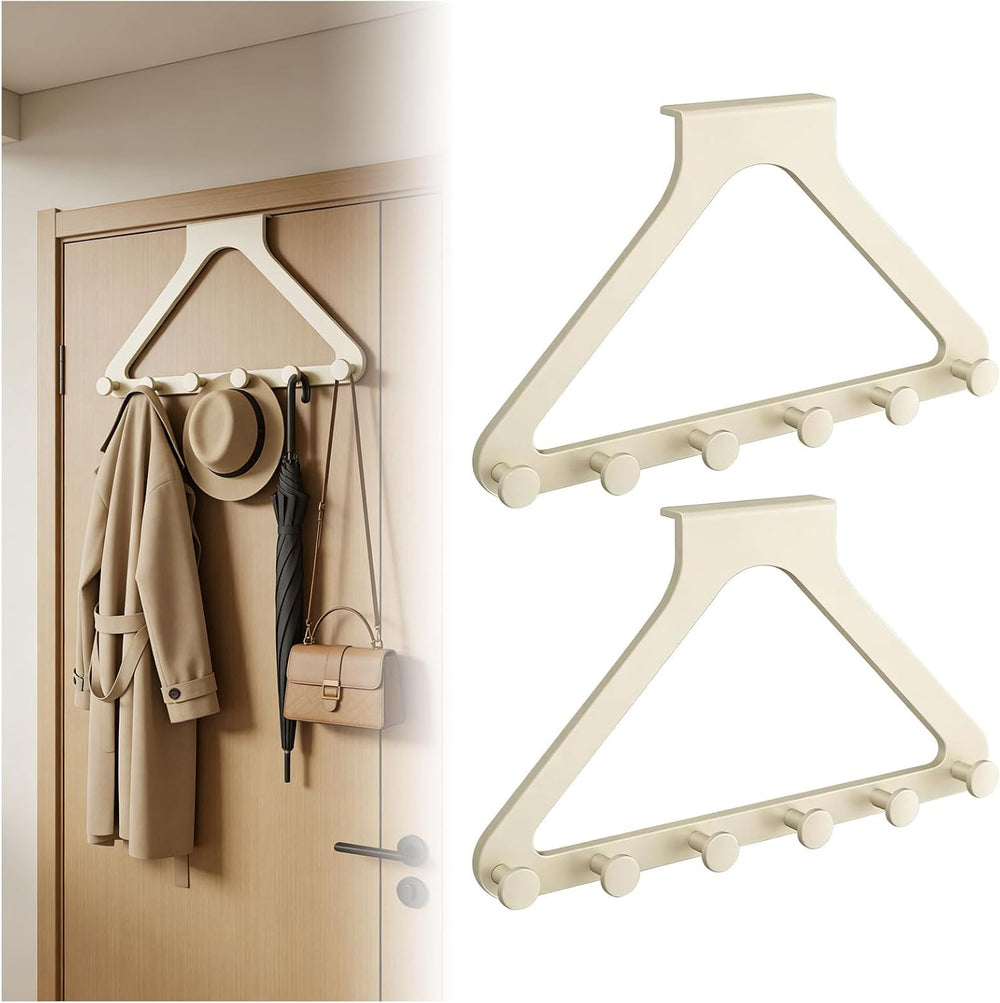 Fodeuxp Over the Door Hanger Organizer, Home Storage Hooks, Beige, 2 Pcs