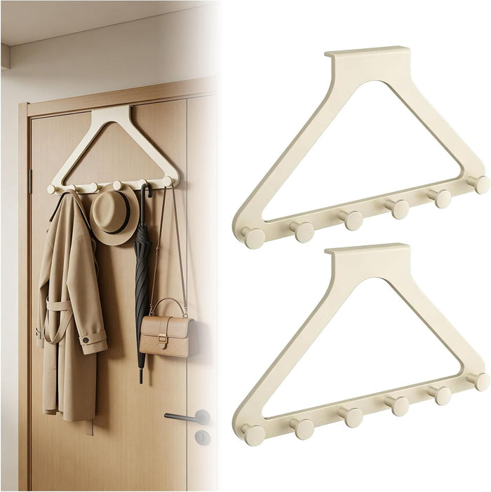 Fodeuxp Over the Door Hanger Organizer, Home Storage Hooks, Beige, 2 Pcs