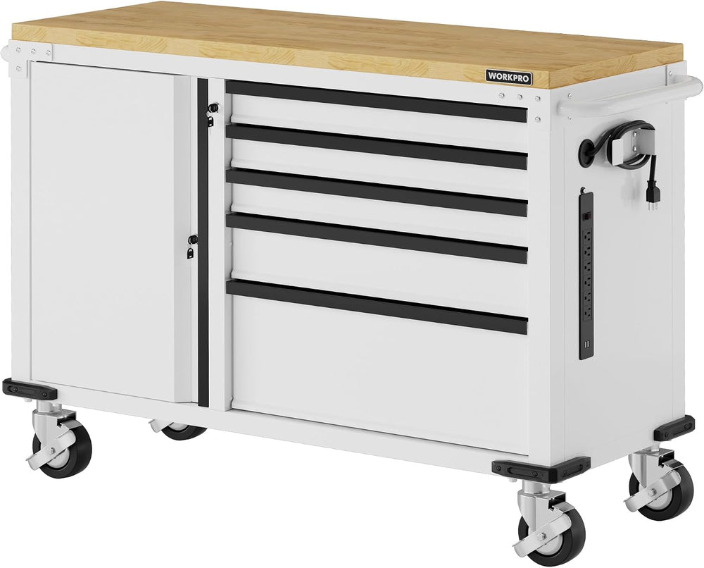 WORKPRO 52" x 20" Rolling Tool Chest, 5-Drawer & 1-Door