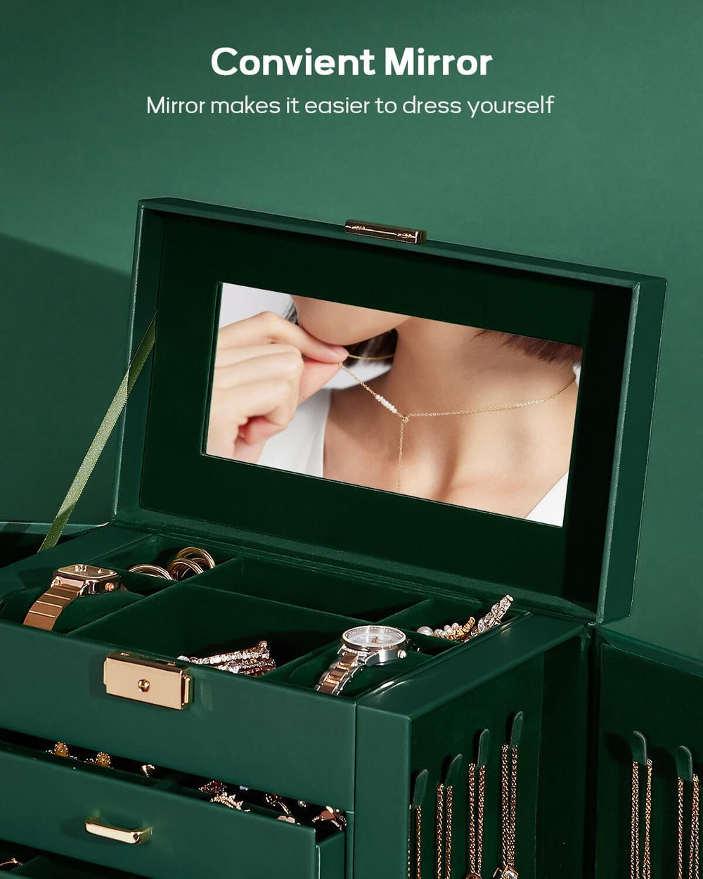 Homde Large Jewelry Box for Women: 5-Layer Organizer with Lock for Dresser