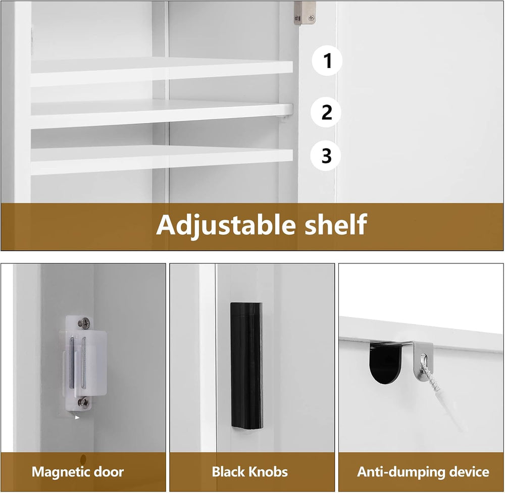 usikey 67'' Tall Bathroom Cabinet, Storage Cabinet with 4 Shelves &am...