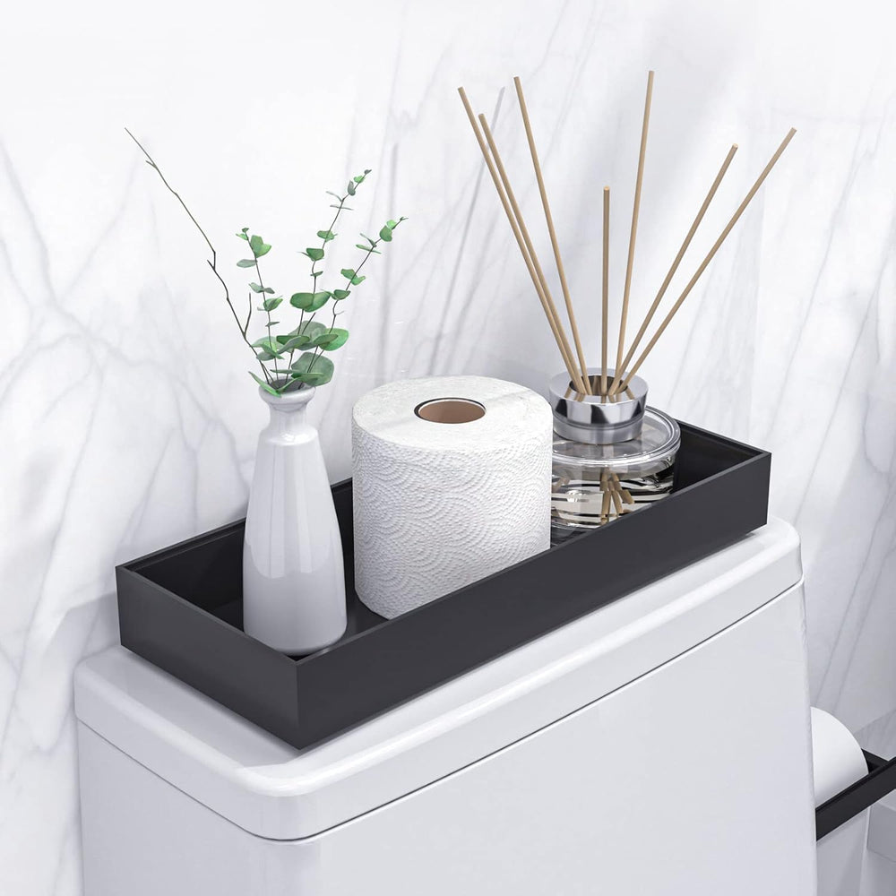 Toilet Tank Tray for Modern Black Bathroom Decor Set of 2 Toilet Tank Topper ...