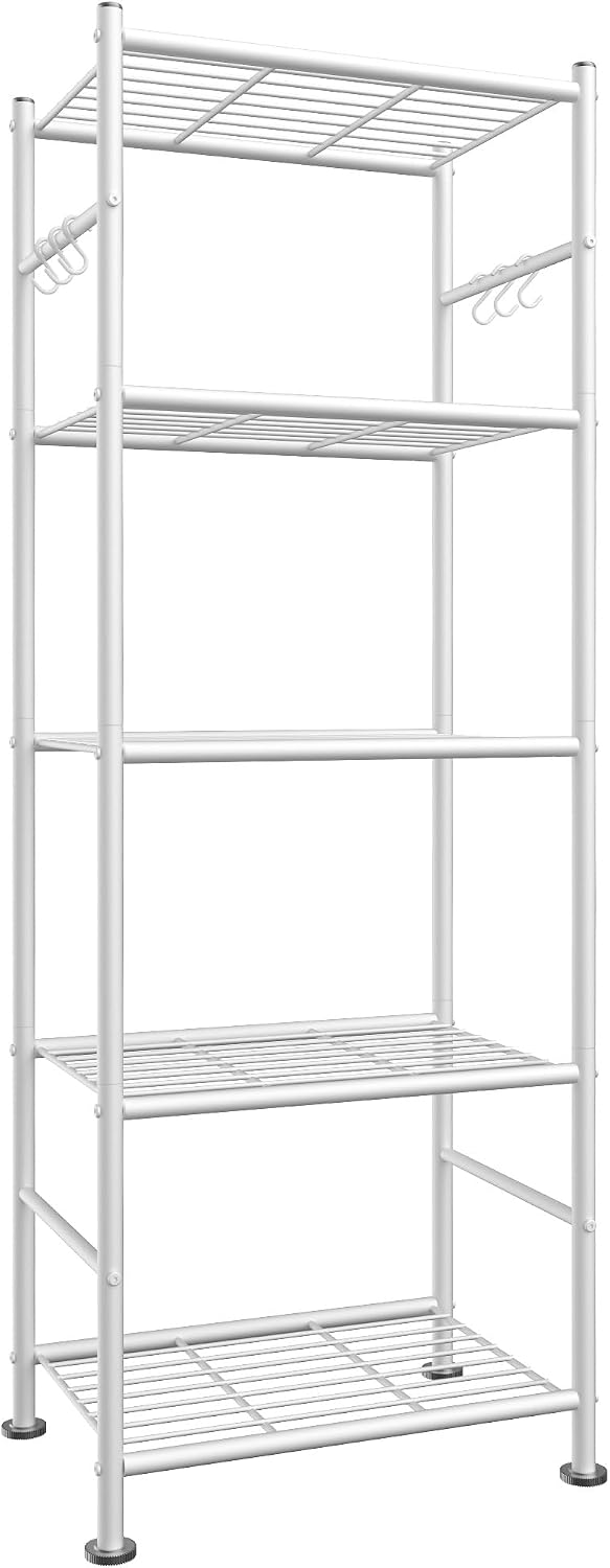 Sakugi Storage Shelves - 5-Tier Large Capacity Shelf Organizer with Hooks, He...