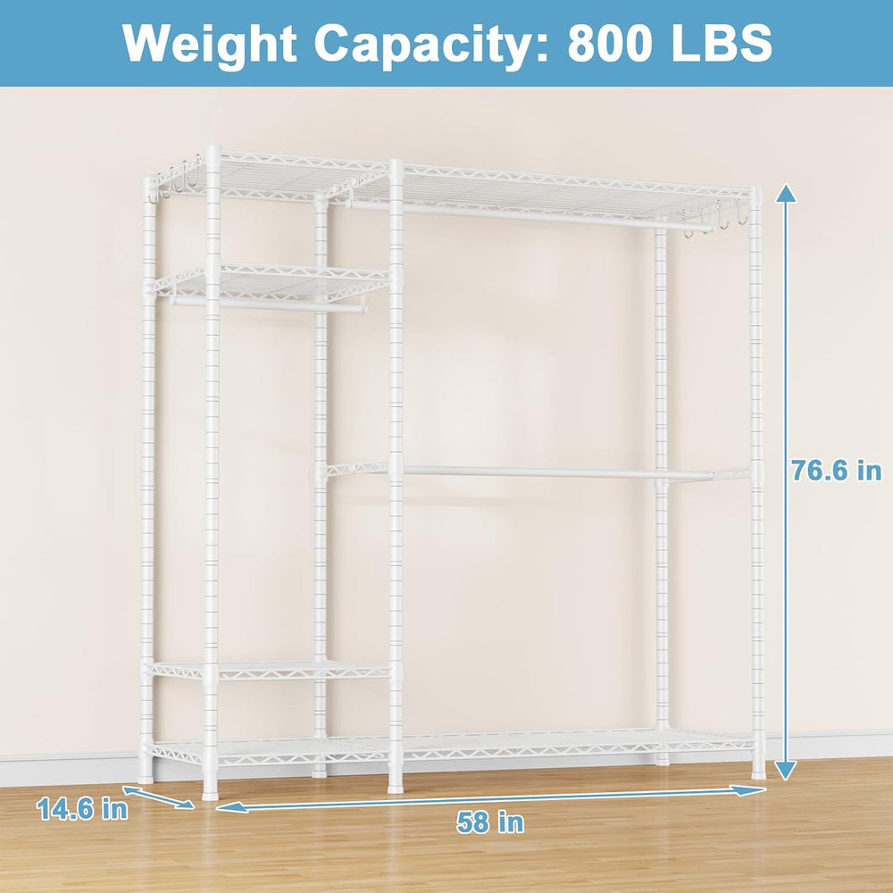 Ulif F7 Clothes Rack Heavy Duty, Clothing Racks for Hanging Clothes, White