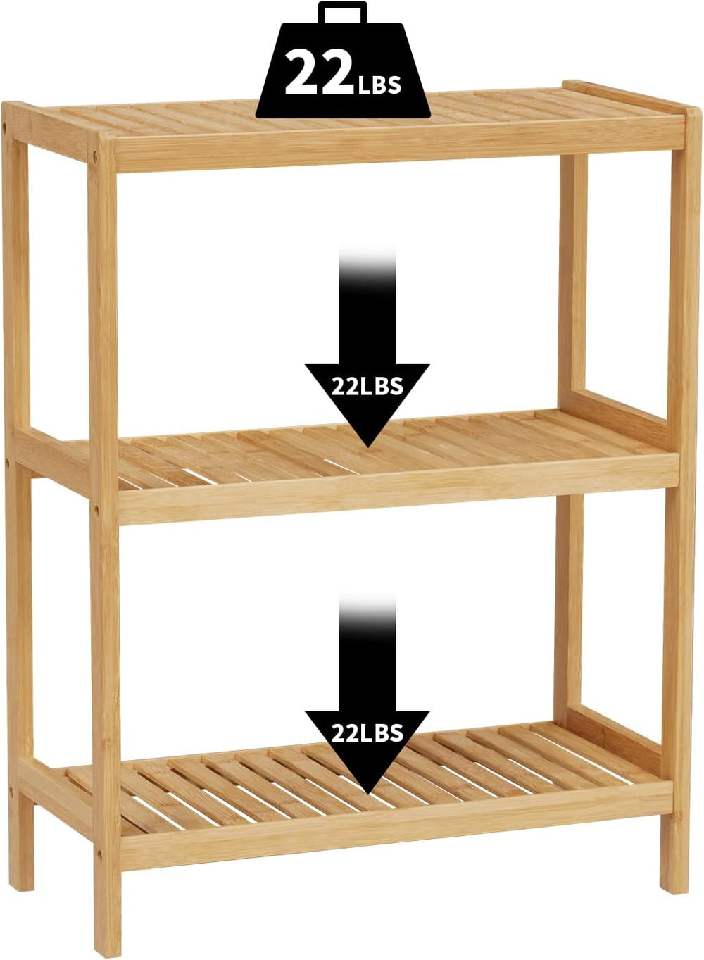 Bamboo Bathroom Shelf, Multifunctional Storage Shelf, 3-Tier
