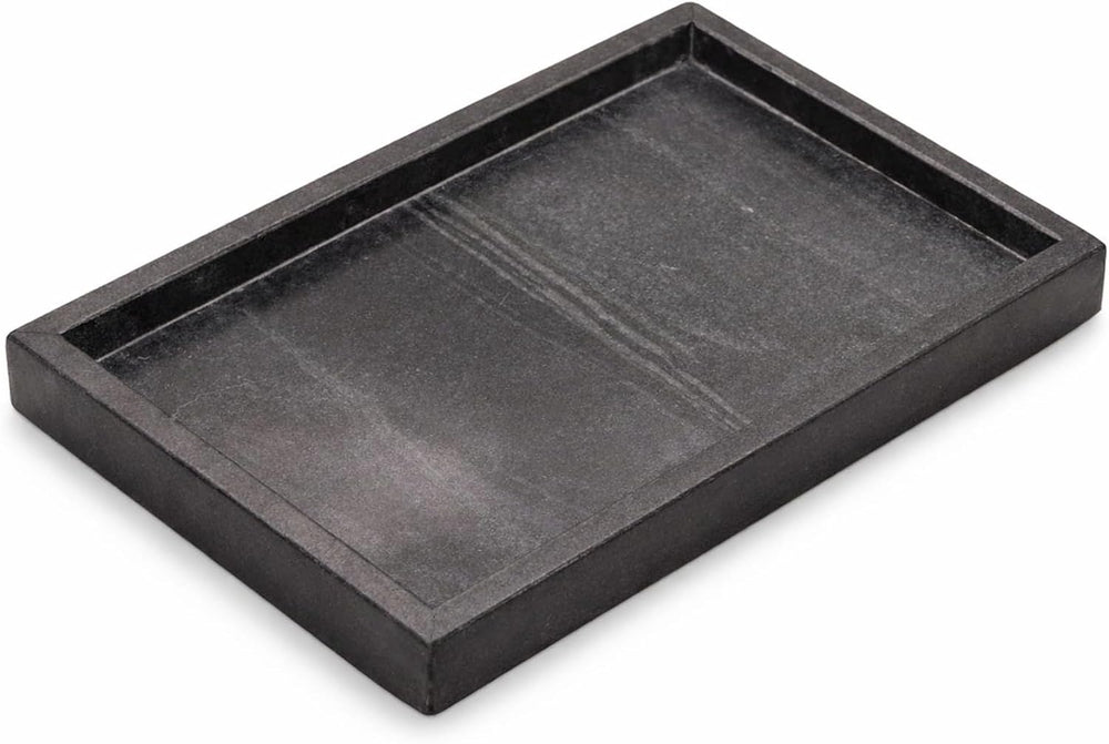 Natural Marble Tray, Black, 12" x 8", Rectangular