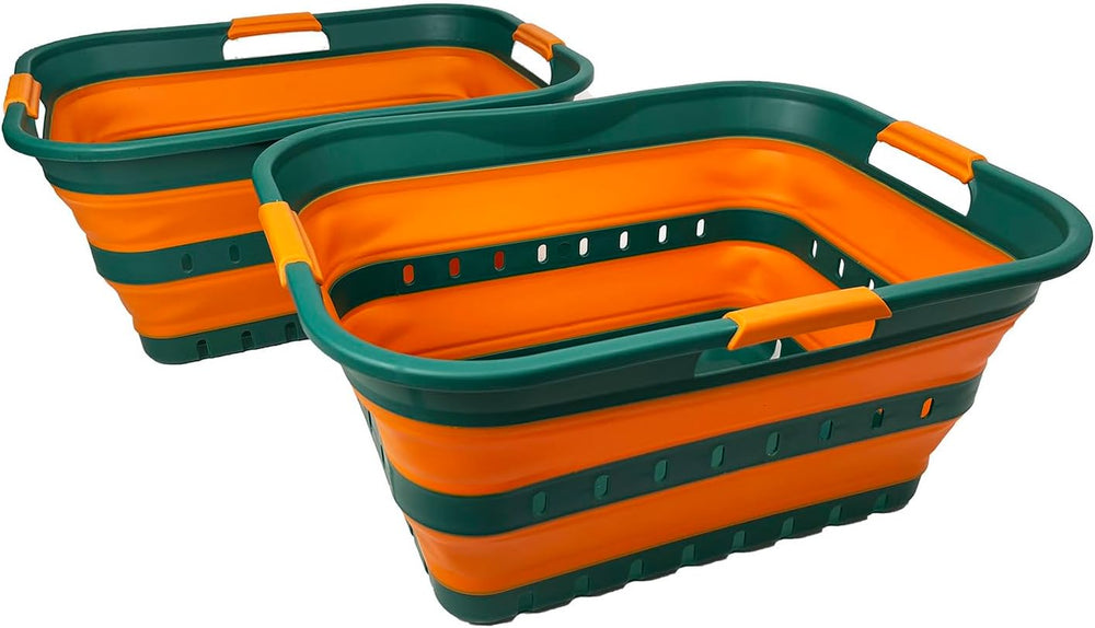 SAMMART 42L (11 gallons) Set of 2 Plastic Foldable Storage Basket/Container -...