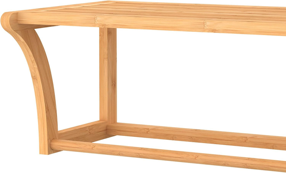 ClosetMaid Bamboo Wall Shelf with Towel Bar, Wall Mount Storage Shelves, Orga...