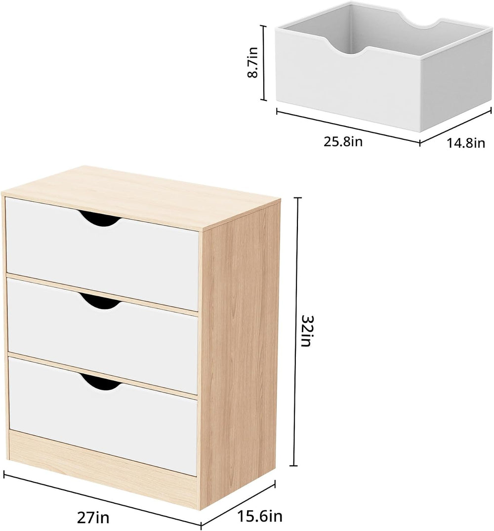 Housoul 3 Drawers Dresser, Fabric PU Drawer with Wood Frame, Large Organizer,...
