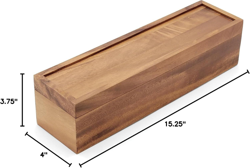 Ironwood Gourmet Large 5 Compartment Tea Box, Acacia Wood Tea Bag Organizer W...
