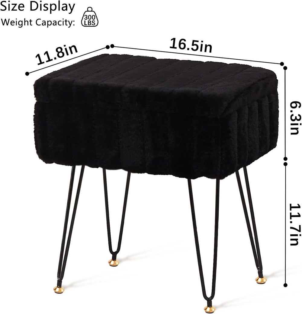 Wimarsbon Storage Ottoman, Vanity Stools with Metal Legs, 16.5" x 11.8&q...