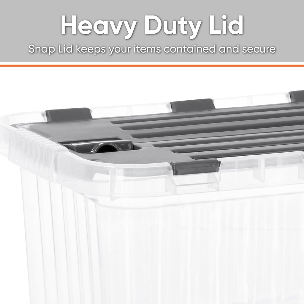 Superio Clear Storage Boxes with Attached Lids, Plastic Container Bins with H...
