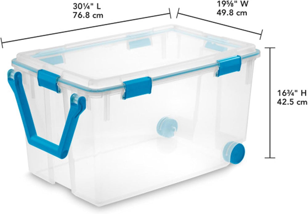 Sterilite 120 Qt Wheeled Gasket Box, Stackable Storage Bin with Latching Lid,...