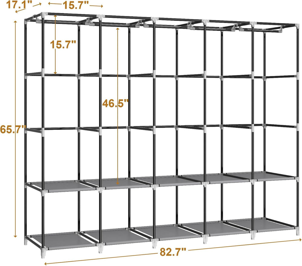 MOGELAFOO 83 Inch Wide Portable Closet Wardrobe, Clothes Storage Rack Organiz...