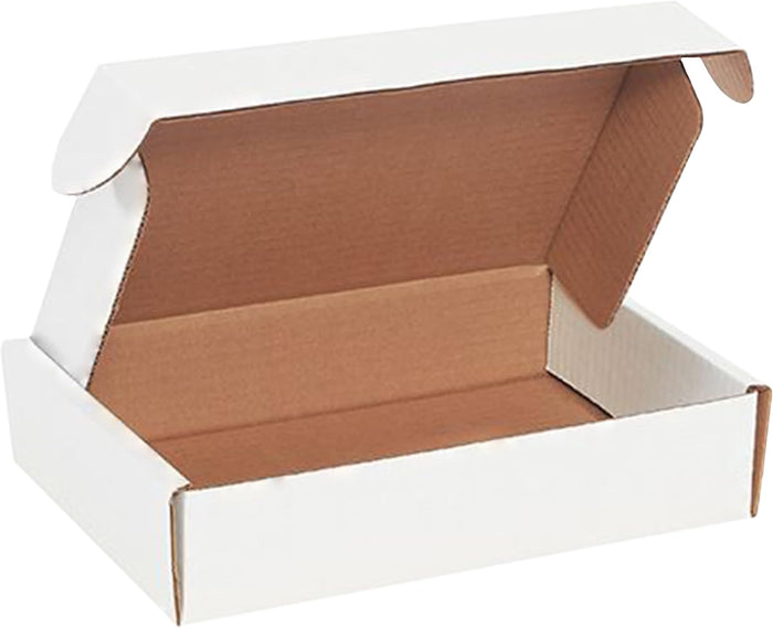 The Boxery 14 x 3 3/4 x 2 3/4 Inch-50-Pack, White Corrugated Shipping Box Mailers, Sturdy Shipping Boxes, Professional Packaging for Small Business Mailing, Gift Packing, Ship Flat